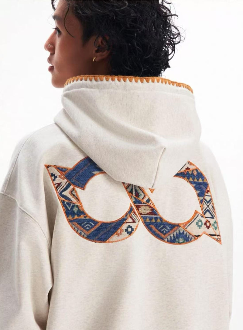 BIPOLAR Ethnic Style Patchwork Embroidery Hoodie