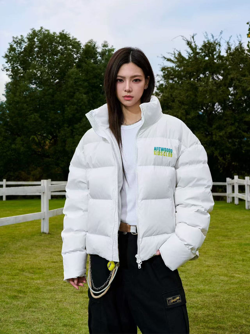 AFGK Embroidery Gradient Handwritten Font Down Jacket