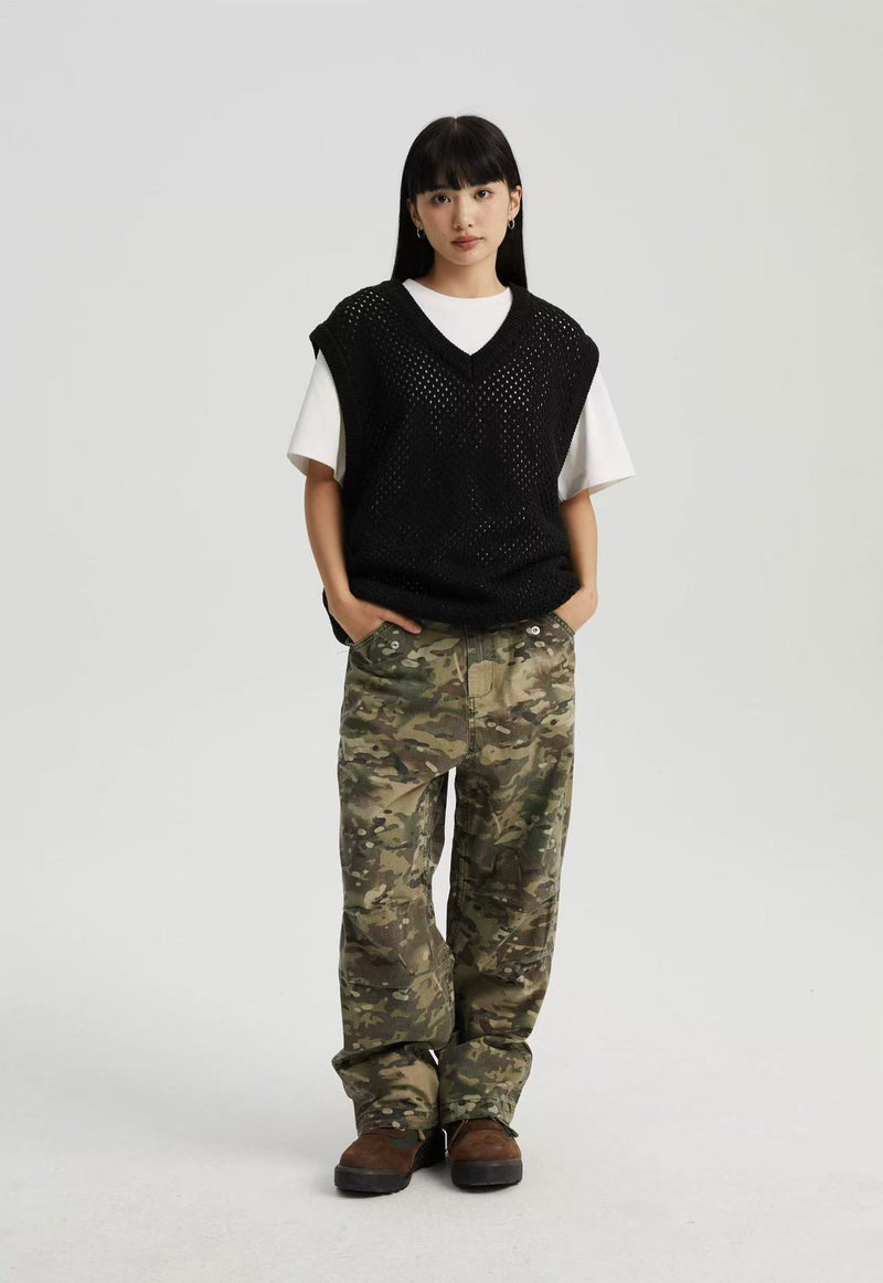 WASSUP Hollow V-neck Wool Vest