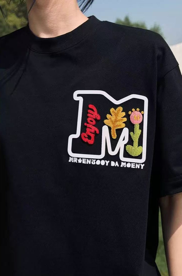 MEDM Toothbrush Embroidered Floral Short-sleeved T-shirt