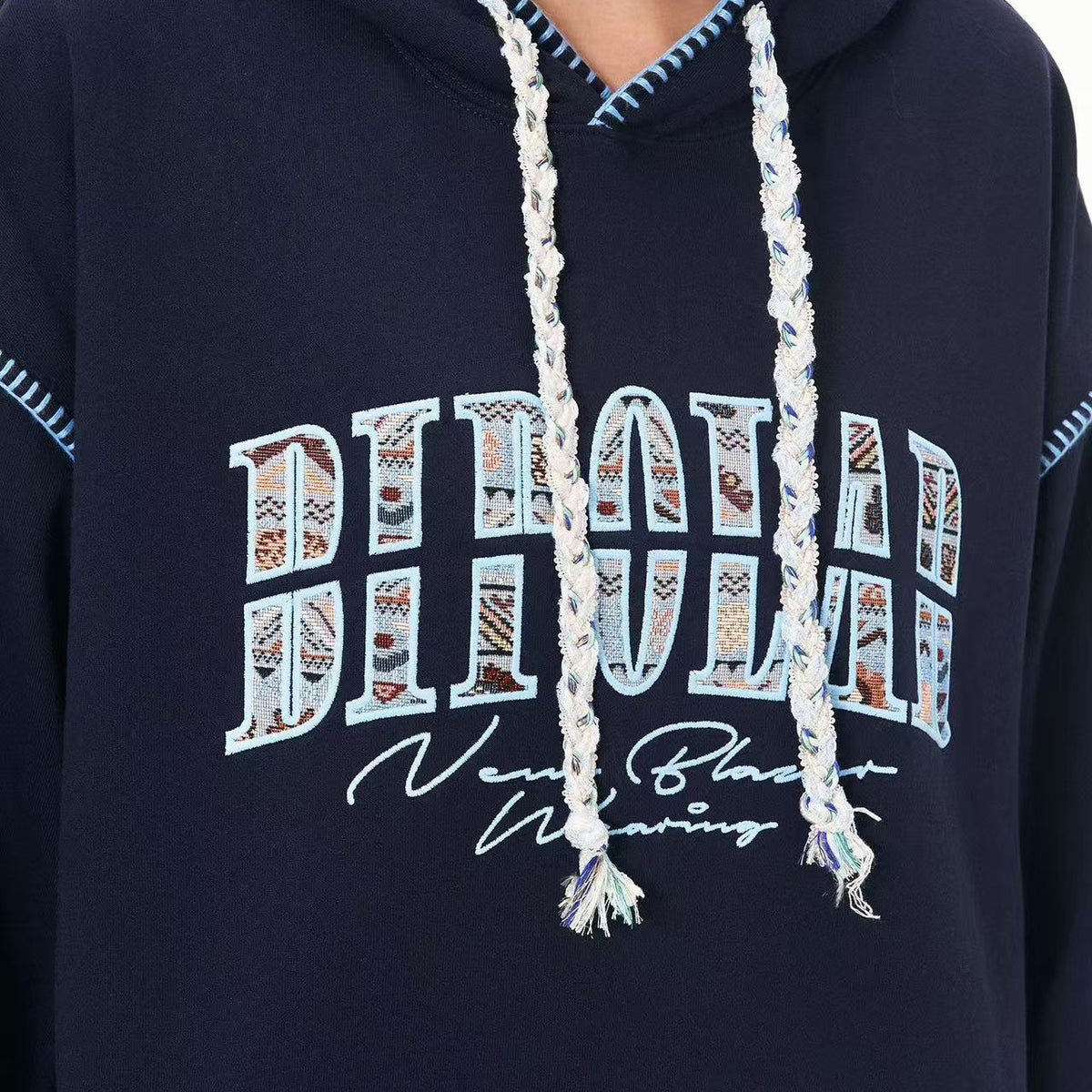 BIPOLAR Ethnic Style Woven Patchwork Hoodie