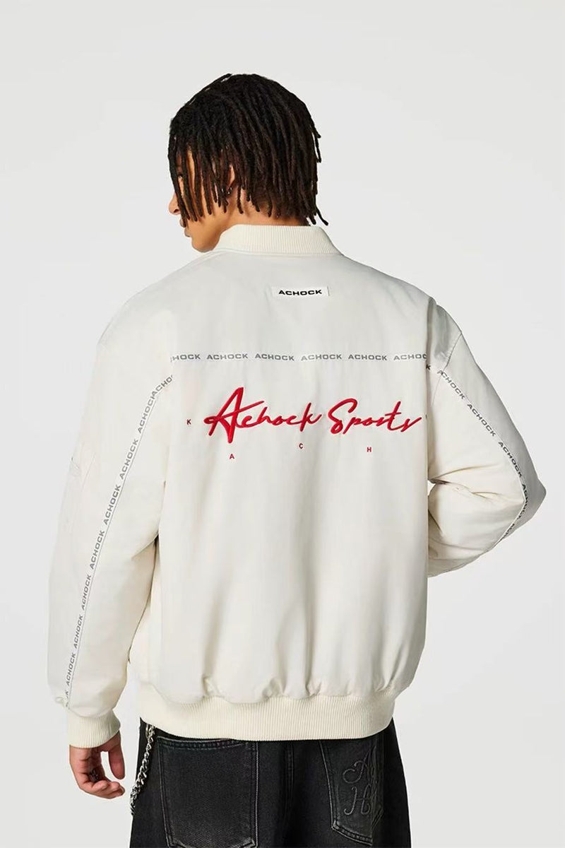 ACHOCK Logo Embroidered Baseball Jacket