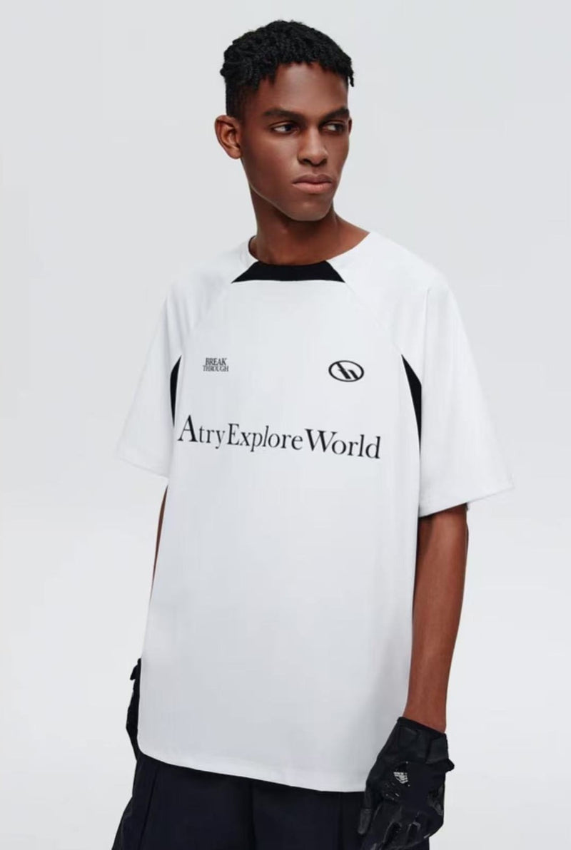 ATRY  Mesh Stitching Contrasting Colors T-shirt