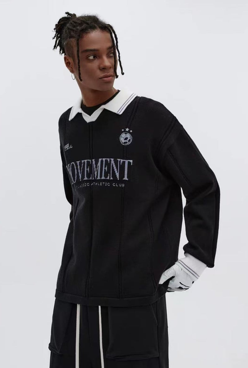 ATRY Contrast Embroidered POLO Striped Sweater