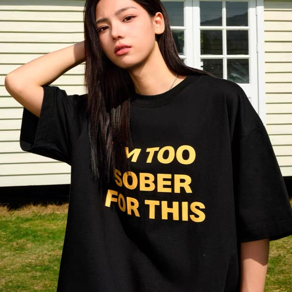AFGK Slogan Ring LOGO Short-sleeved T-shirt