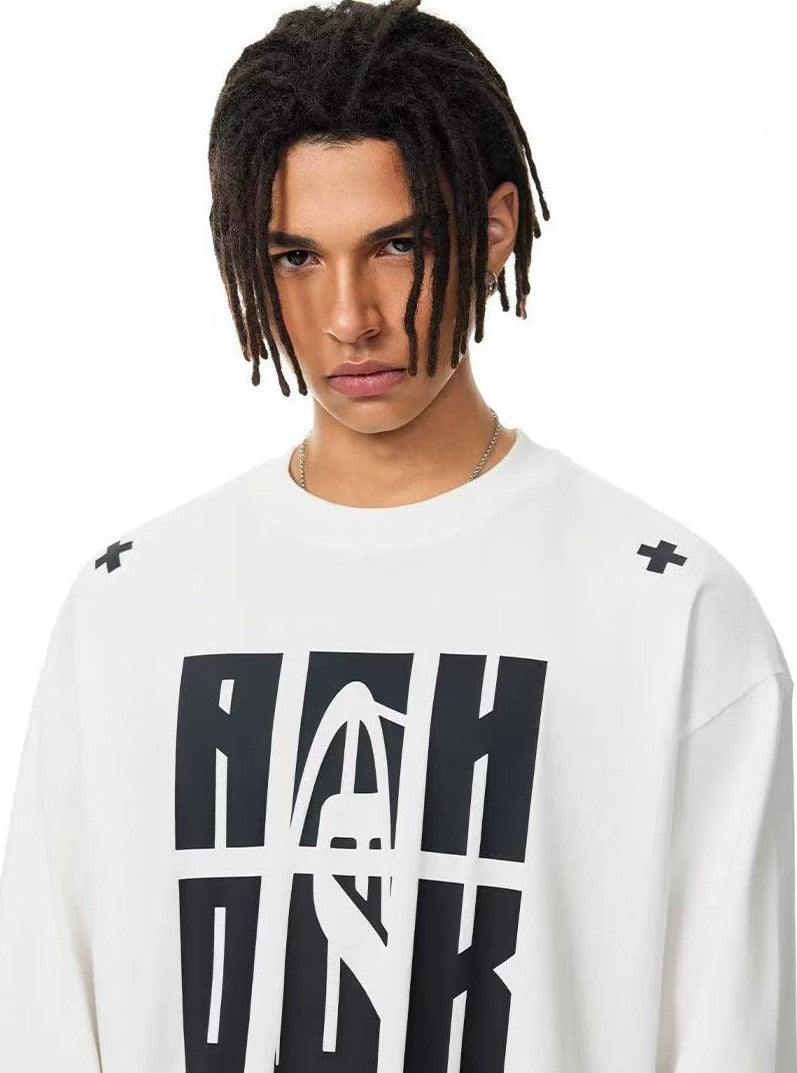 ACHOCK Heavy Letter Print Long-sleeve T-shirt