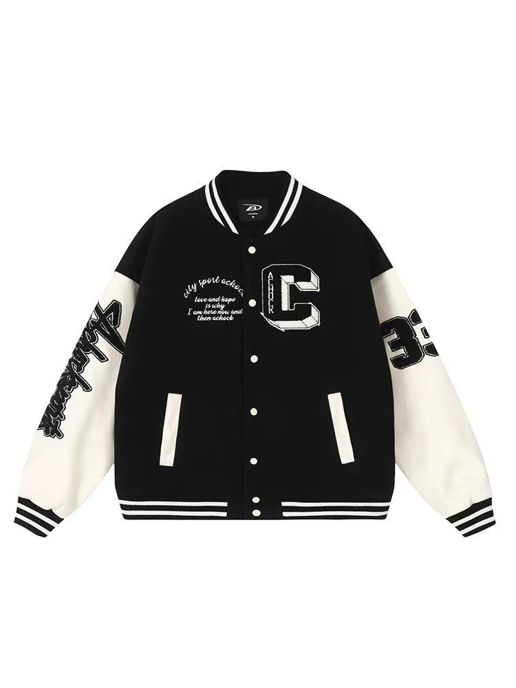 ACHOCK High Street Baseball Patchwork Embroidery Jacket