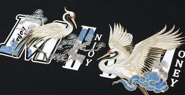 MEDM Crane Embroidered Short-sleeve T-shirt