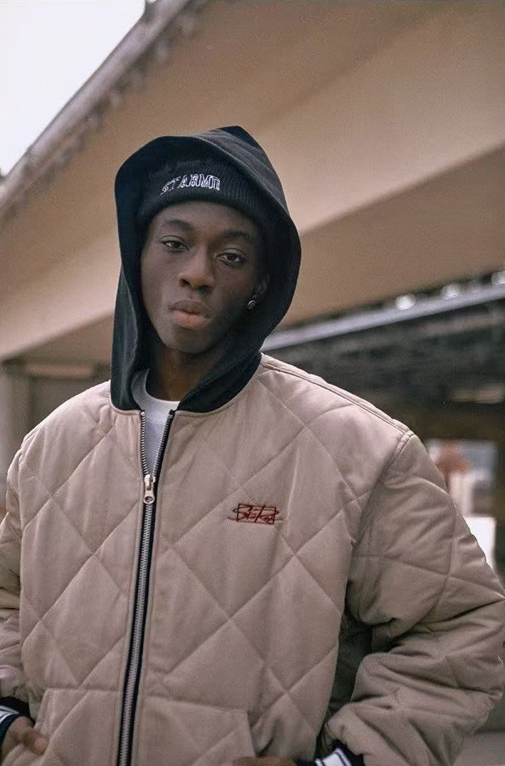 REMEDYxSTA Embroidered Quilted Baseball Hooded Jersey