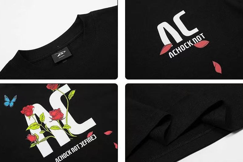 ACHOCK Logo Rose Print T-shirt