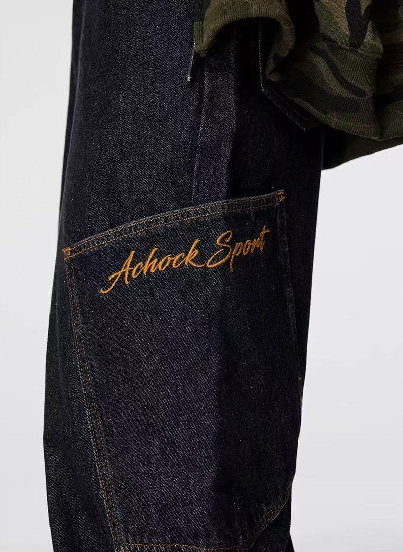 ACHOCK Large Pocket Denim Jeans