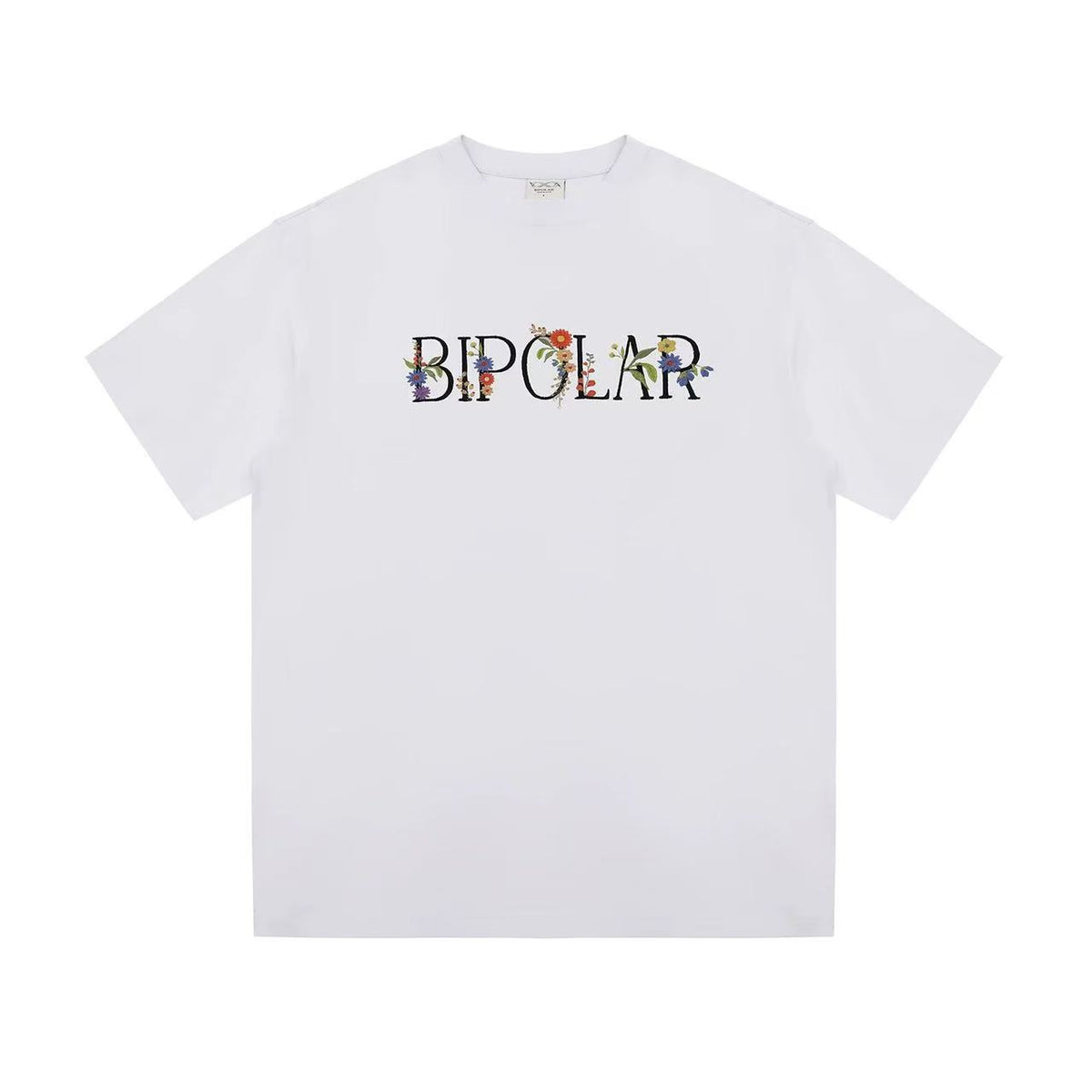 BIPOLAR Flower Embroidered Short-sleeve T-shirt