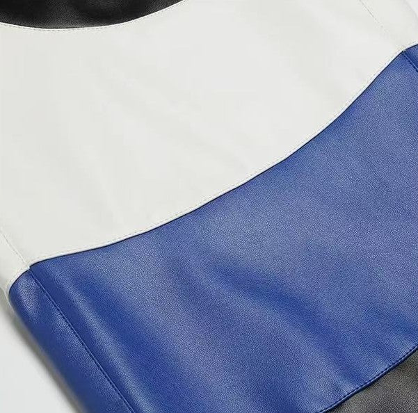 AFGK Street Black and Yellow Contrast Zipper Leather Pants