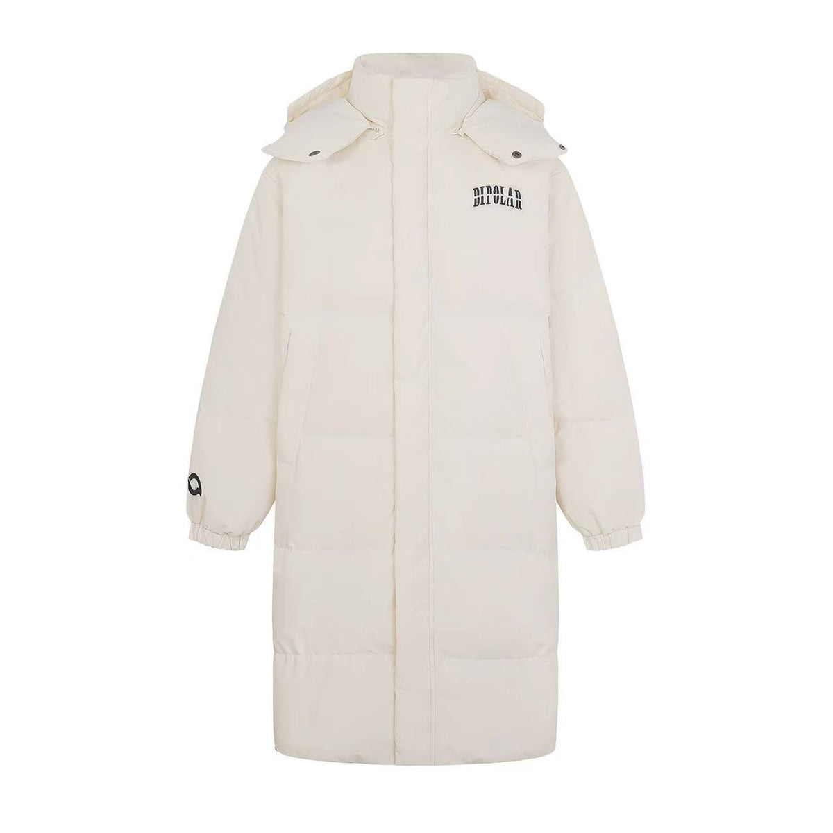 BIPOLAR Flocked Long Knee-length Foldable Duck Down Hooded Jacket
