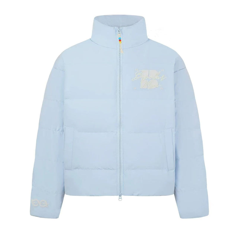 BIPOLAR Contrast Color Embroidered Letters Down Jacket