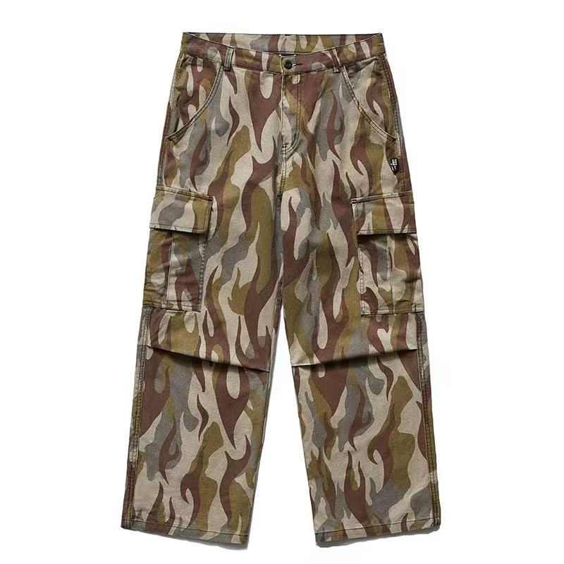REMEDY Frayed Flame Camouflage Cargo Long Pants