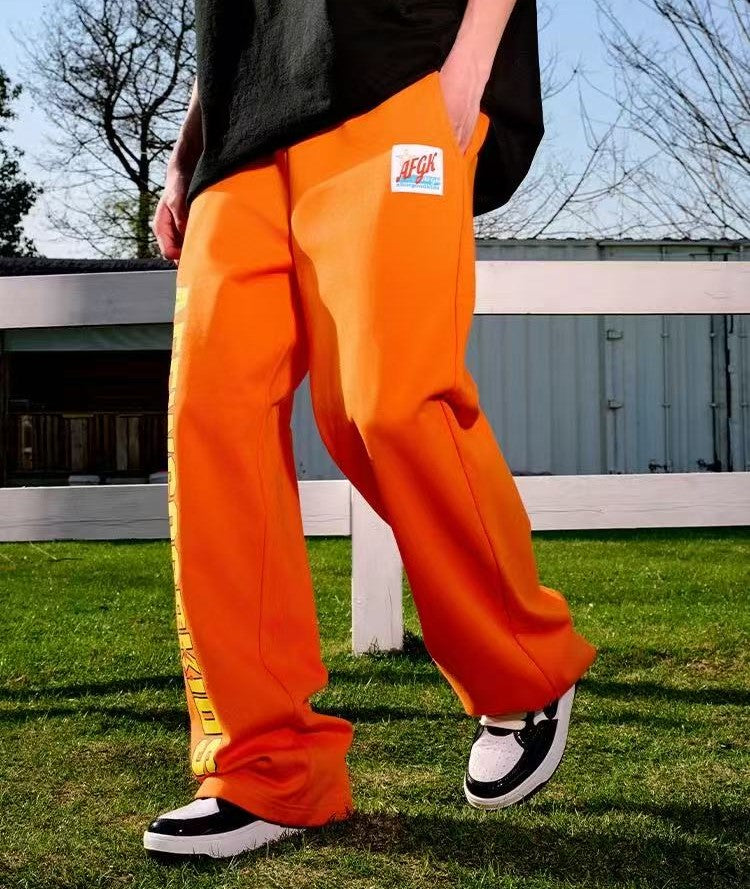 AFGK Double Row Letter Print Casual Sweatpants