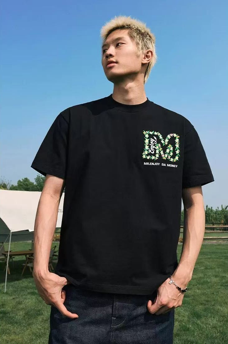 MEDM Embroidered wreath short-sleeved T-shirt