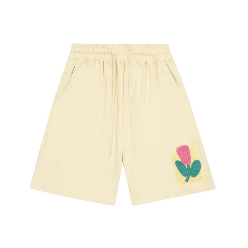 ACHOCK Hip-hop Heavy Tulip Embroidered Shorts