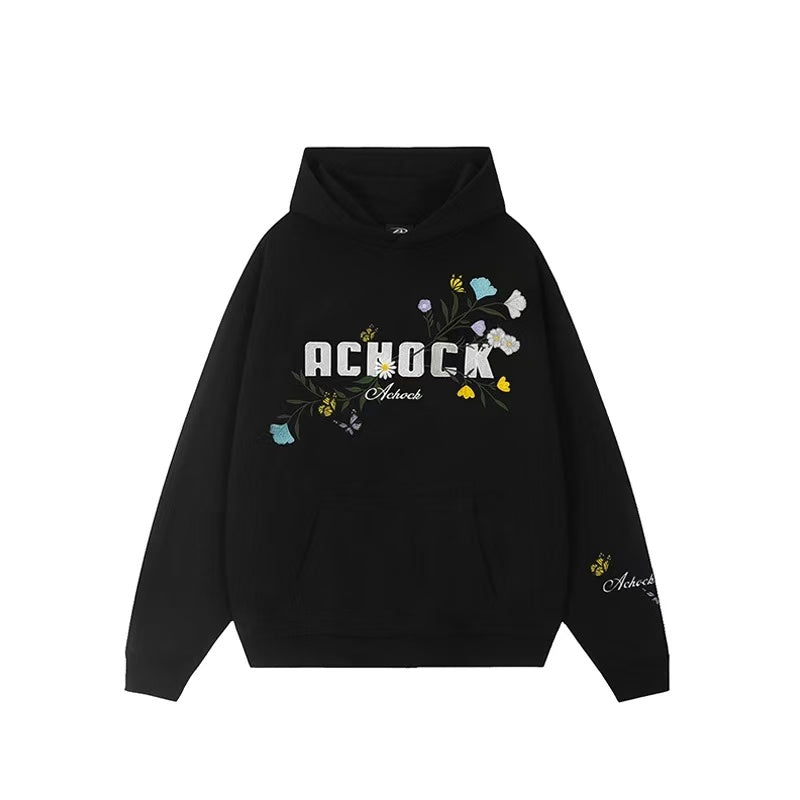 ACHOCK Floral Embroidered Hoodie