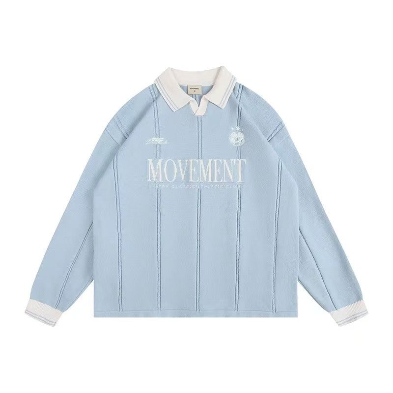 ATRY Contrast Embroidered POLO Striped Sweater