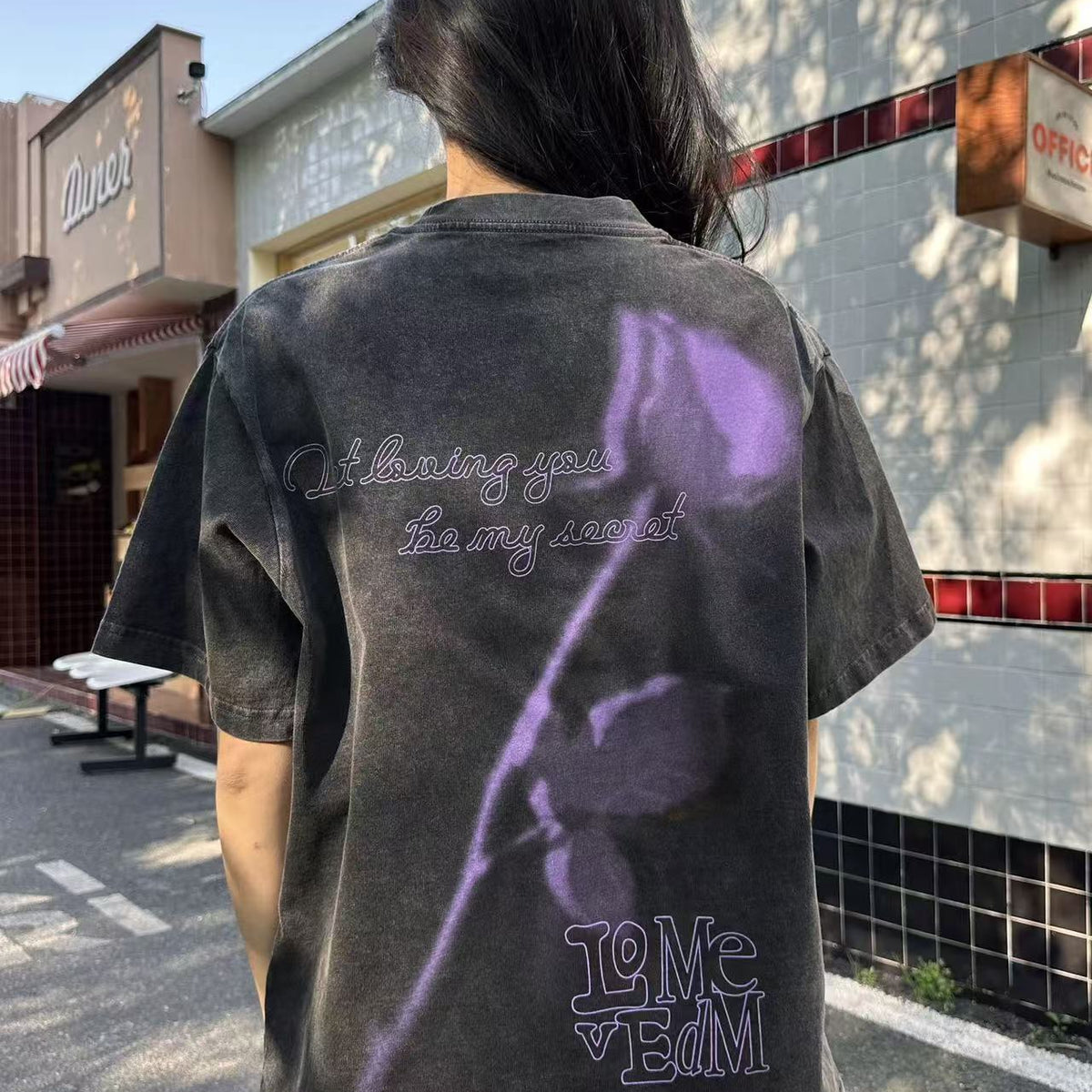 MEDM Sword and Rose" Thermosetting Oil Printed Short-sleeved T-shirt