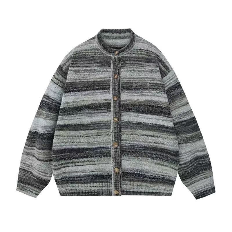 ICONSLAB Color Gradient Striped Cardigan Sweater