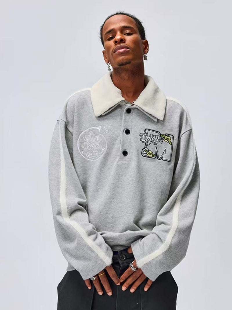 MEDM Pegasus Fur Collar Polo Sweatshirt
