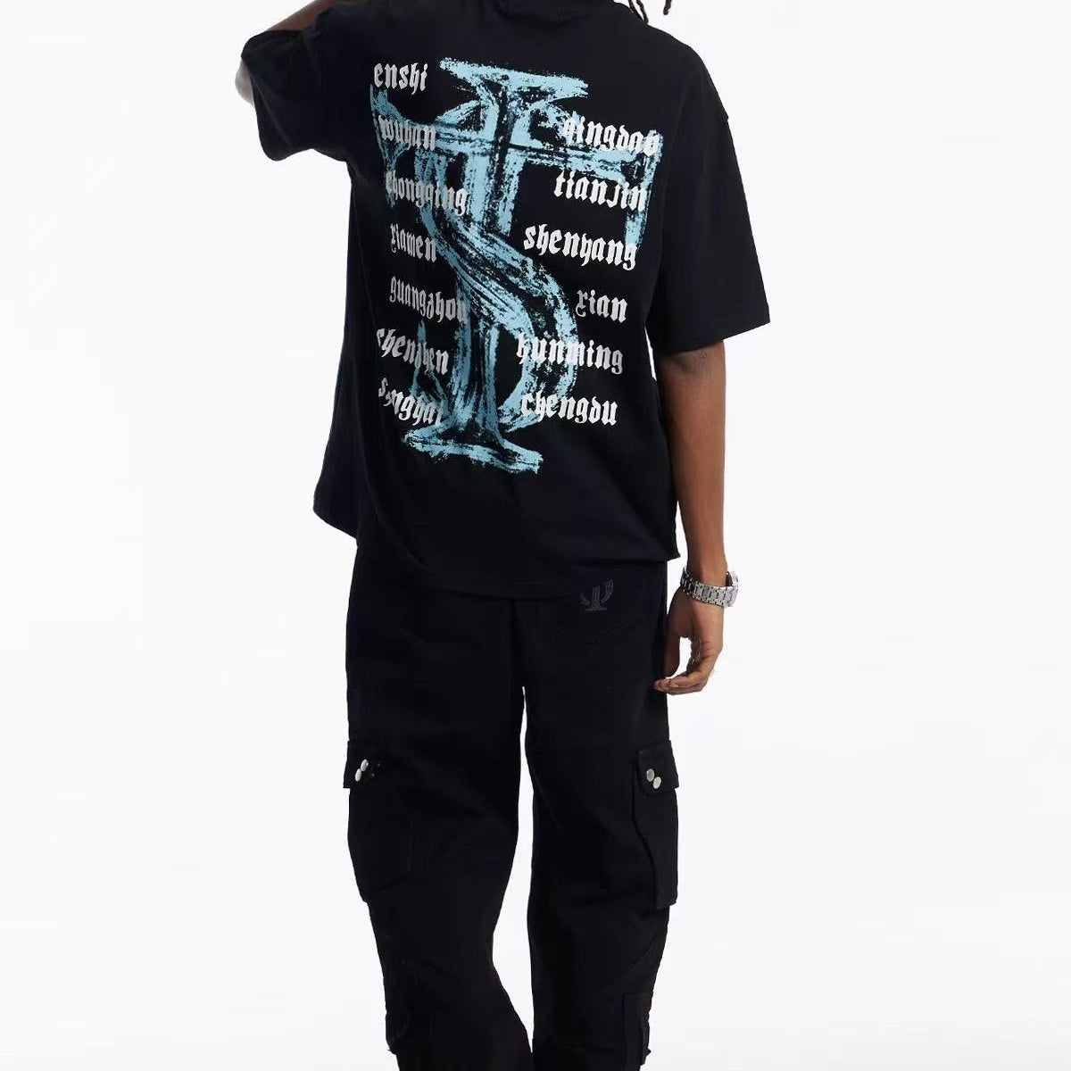 STK Vintage Font Logo Print Crew Neck T-Shirt