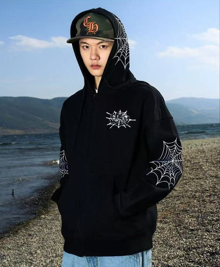 AFGK Spider Web Print Cardigan Jacket