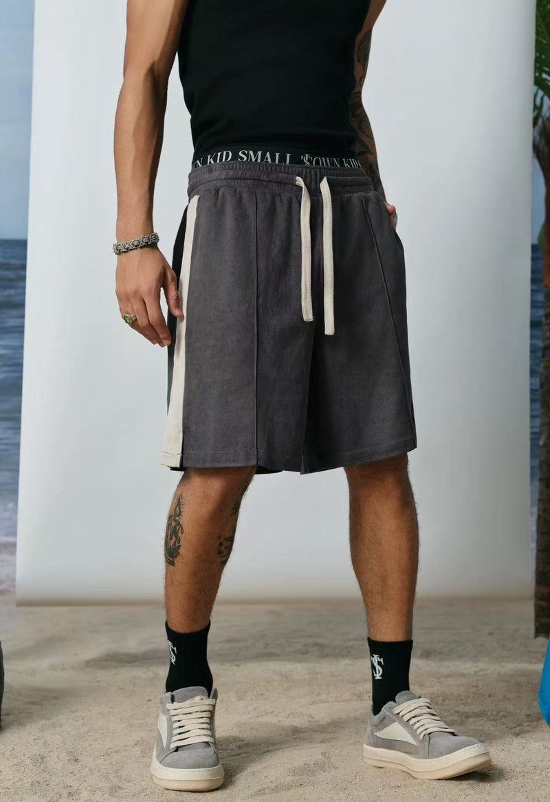 STK Vintage Embroidered Suede Patchwork Shorts