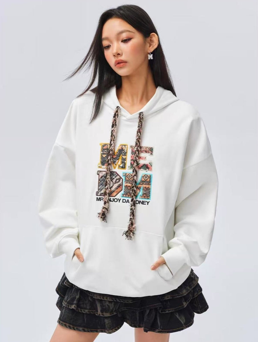 MEDM Bohemian Style Pattern fill Braided Hoodie