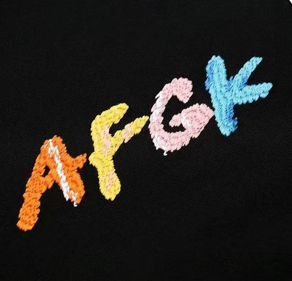 AFGK Colorful Logo Embroidered Short-sleeved T-shirt