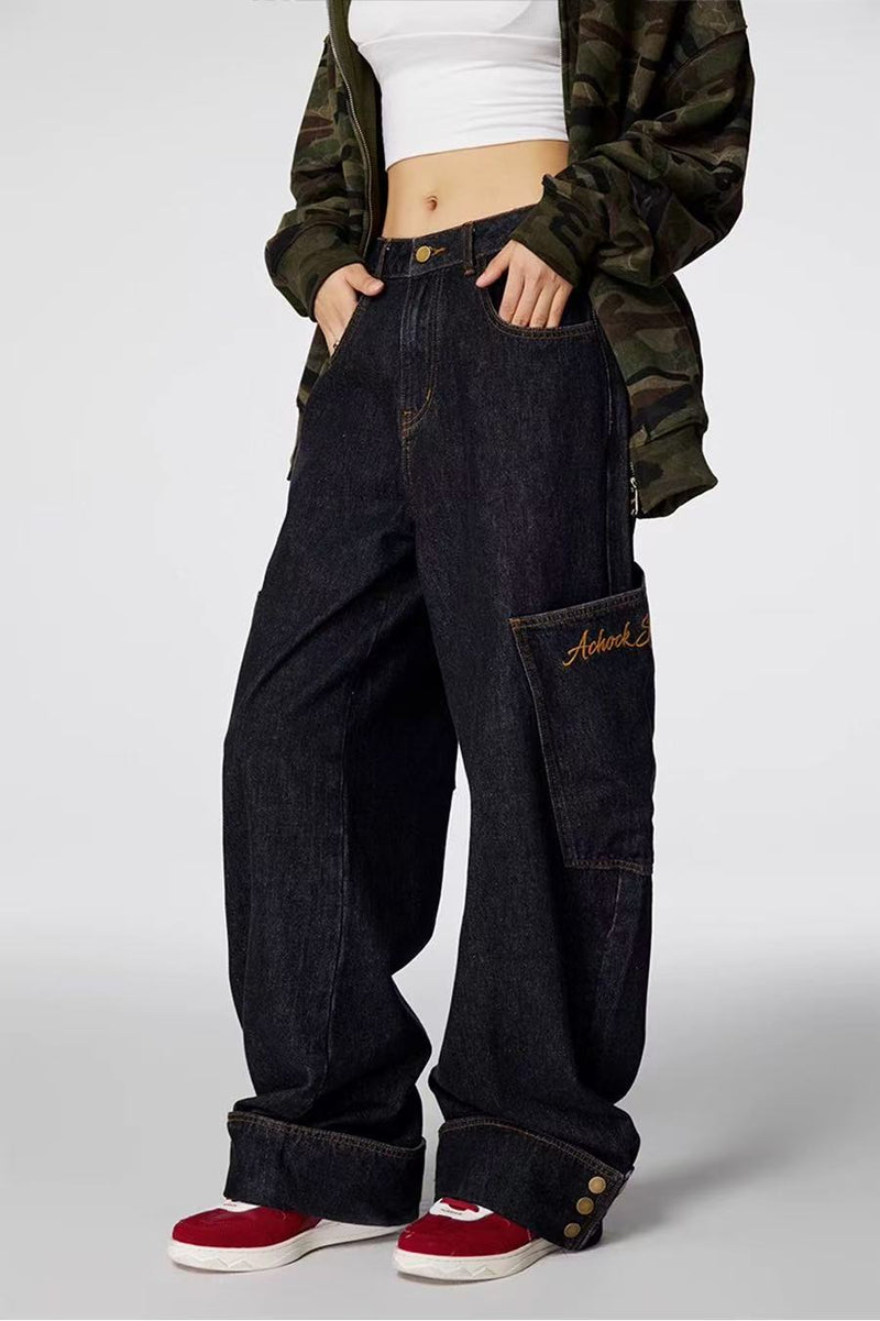 ACHOCK Large Pocket Denim Jeans