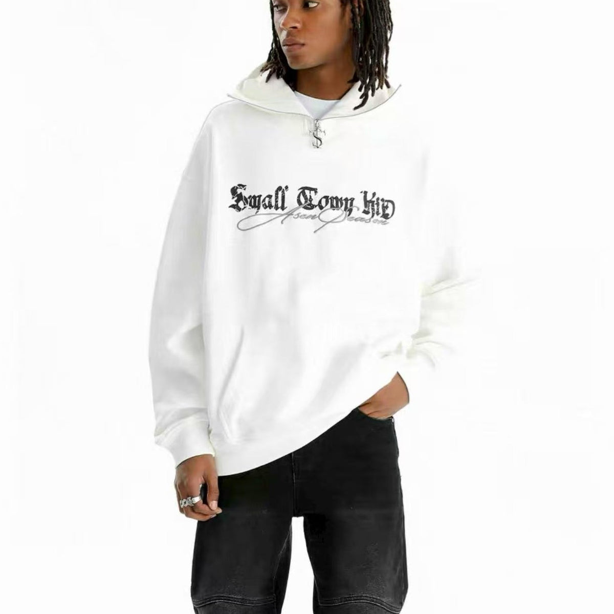 STK Hip-Hop Street Style Zipper Embroidered Hoodie
