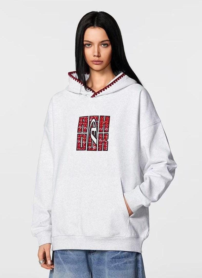 ACHOCK Retro Patch Embroidered Hoodie