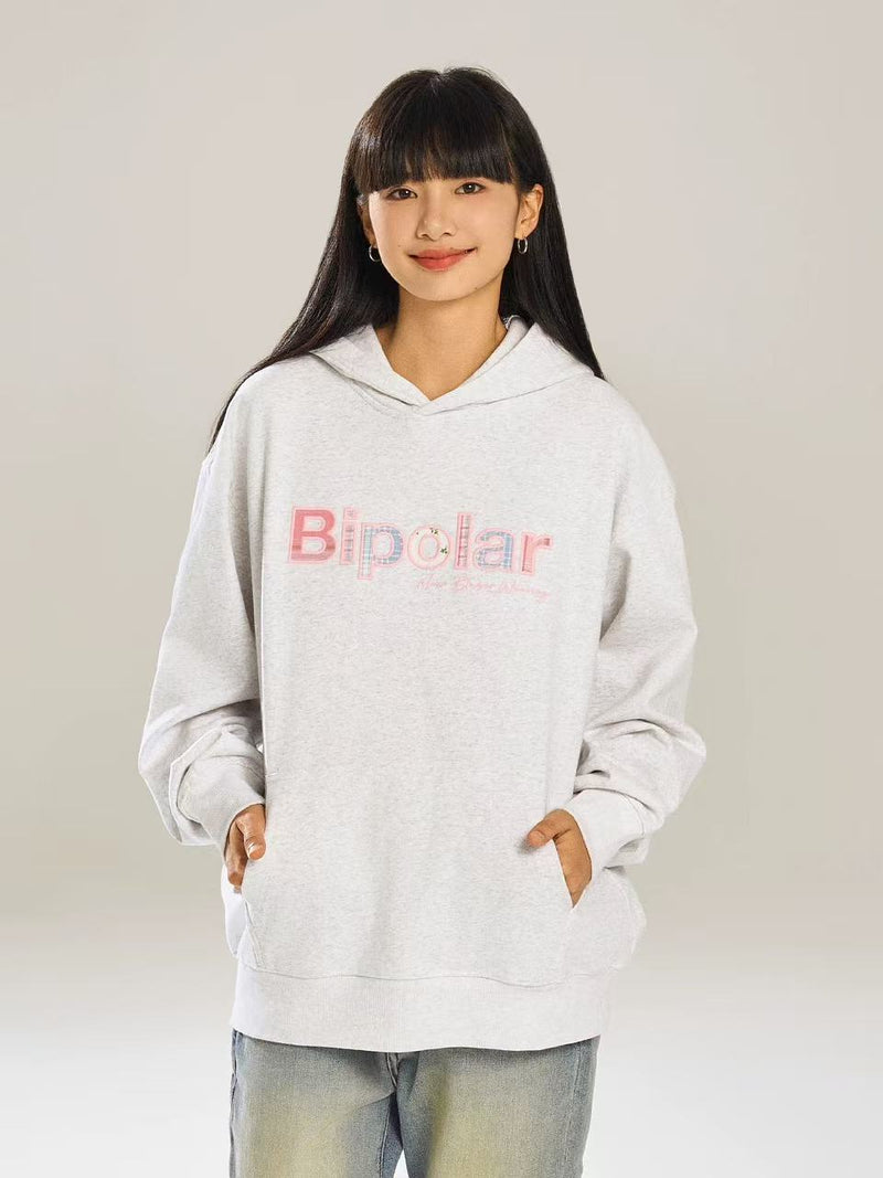 BIPOLAR Colorful Plaid Patch Logo Hoodie