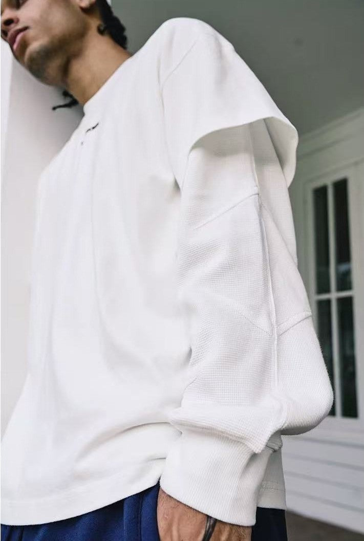 REMEDY Fake Two Piece Waffle Long-sleeve Tee