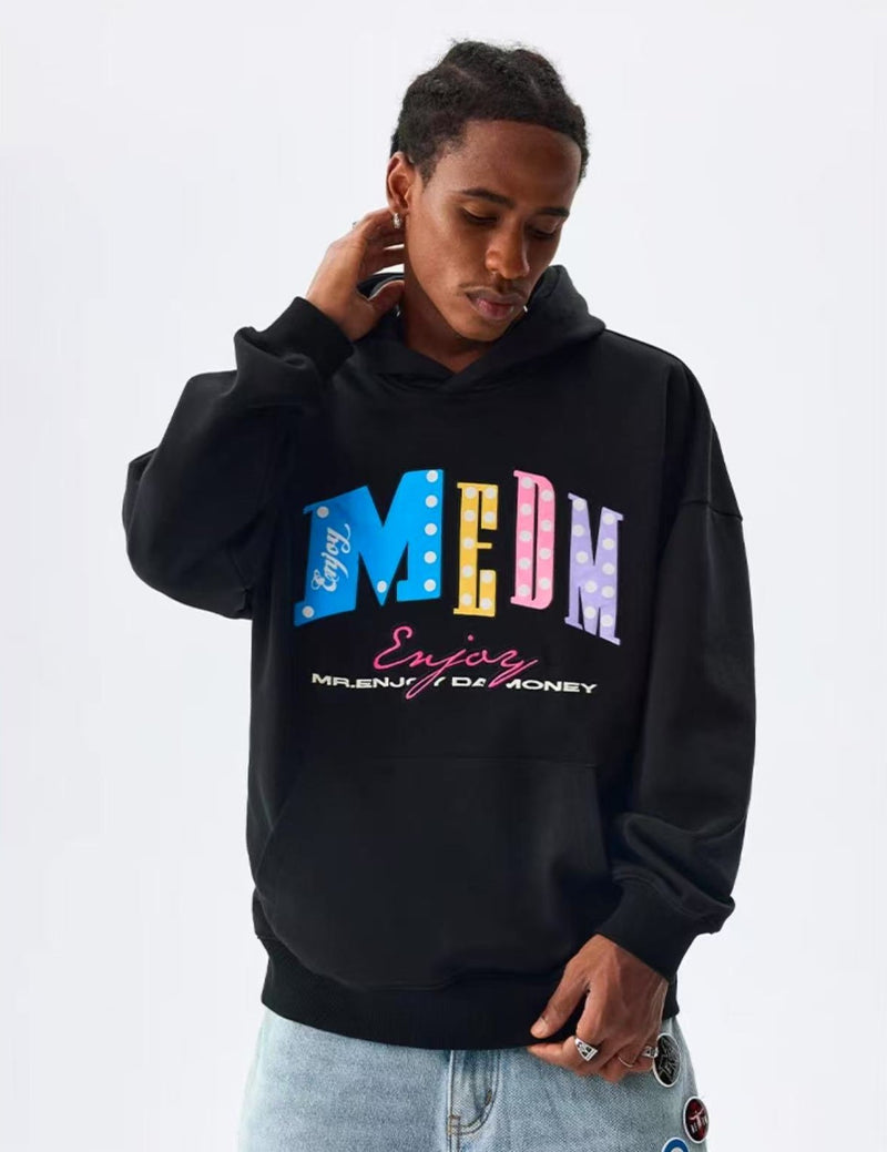 MEDM Neon Color Letter Hoodie