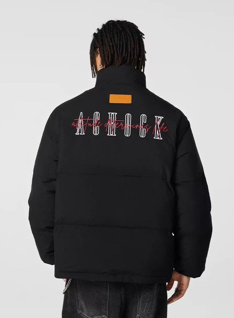 ACHOCK Logo Embroidered White Duck Down Jacket