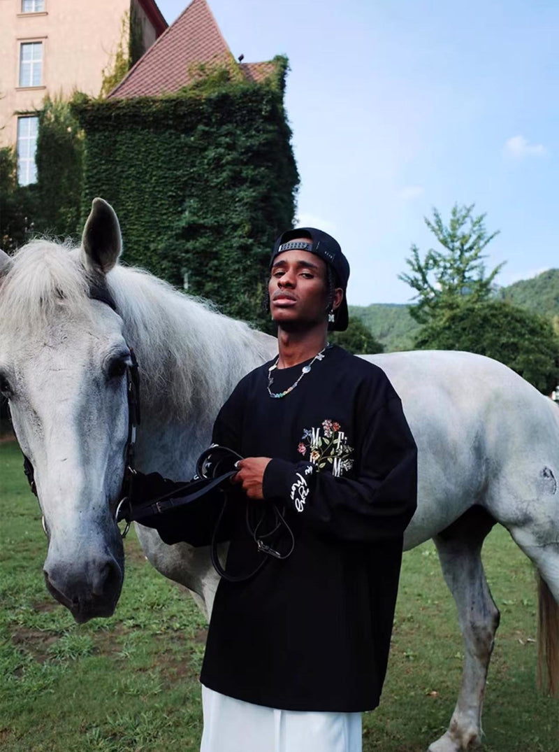 MEDM Floral Embroidered Long-sleeve T-shirt