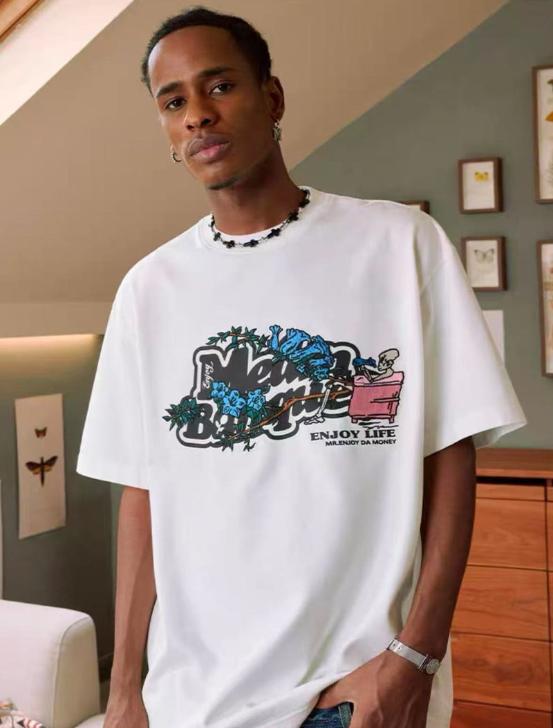 MEDM Embroidered Printed Short-sleeved T-shirt