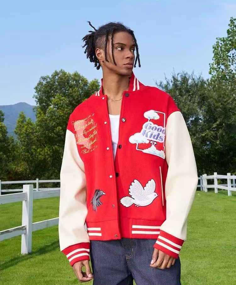AFGK Dove Embroidered Baseball Jacket