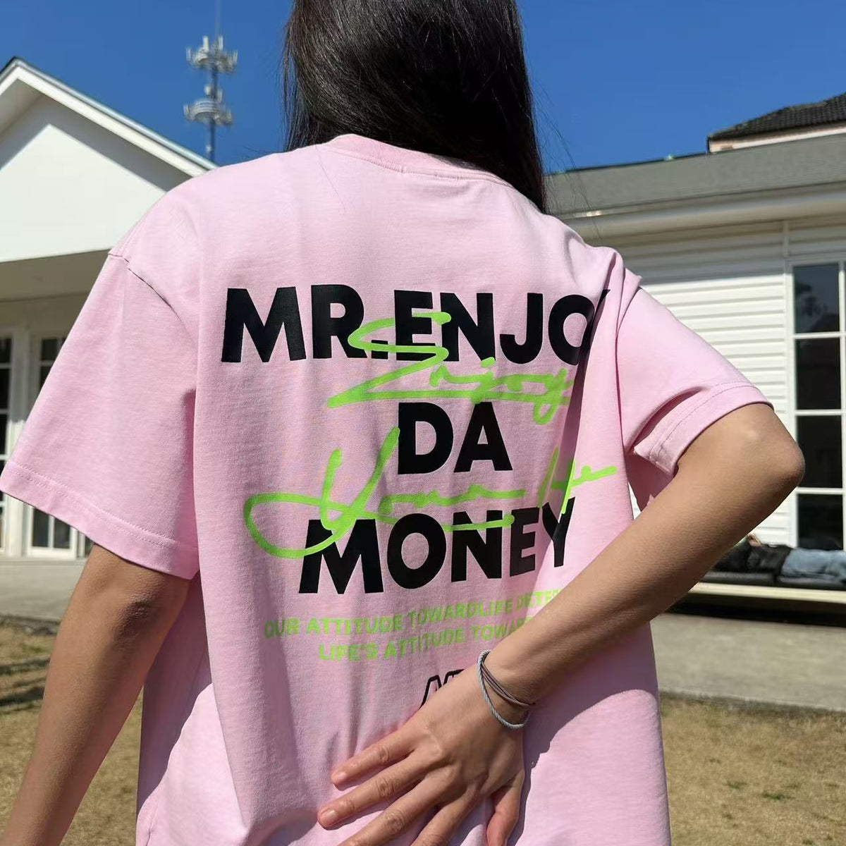 MEDM Summer Graffiti Letter Print Short Sleeve T-Shirt