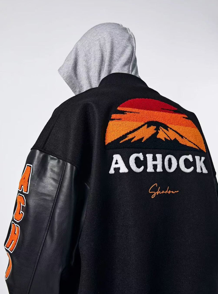 ACHOCK High Street Two-tone Baseball Embroidered Varsity Jacket