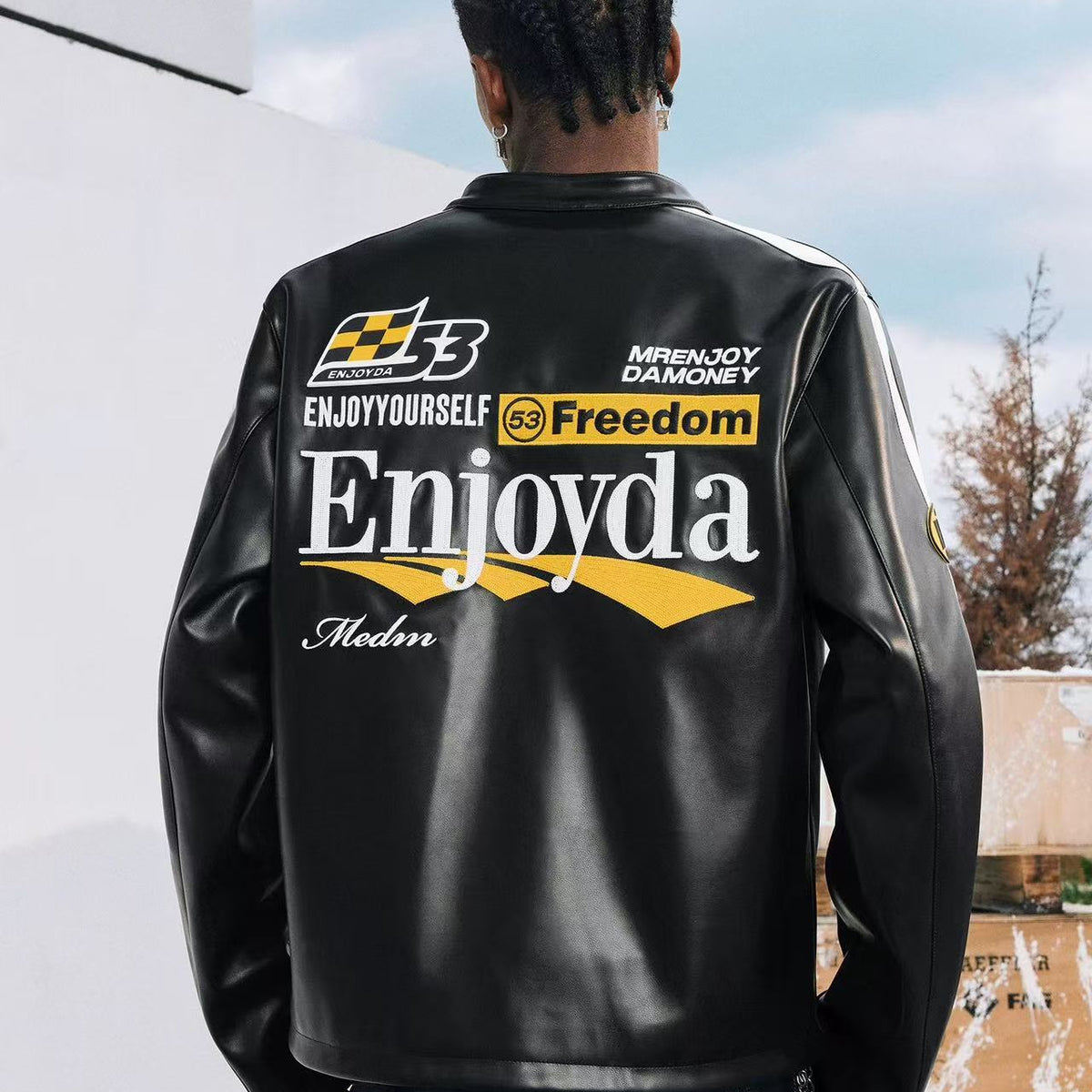 MEDM Retro Racing Leather Jacket