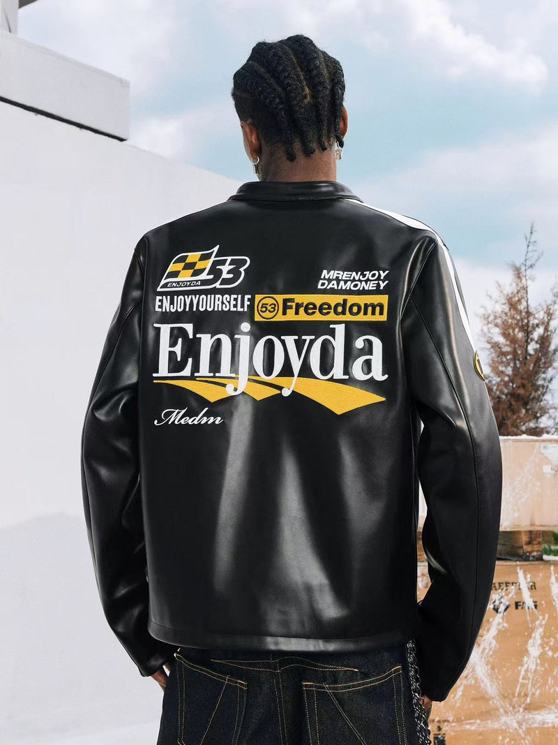 MEDM Retro Racing Leather Jacket