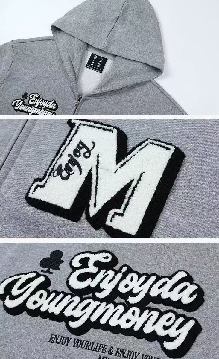MEDM Retro Logo Towel Embroidered Zipper Hoodie
