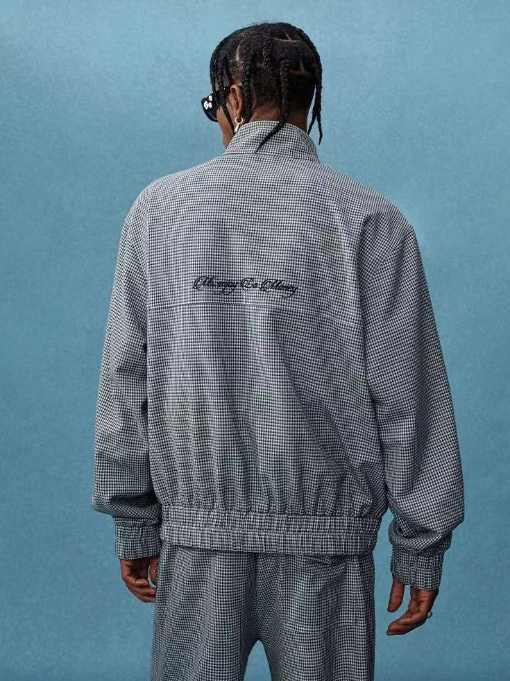 MEDM Houndstooth Stand Collar Casual Jacket