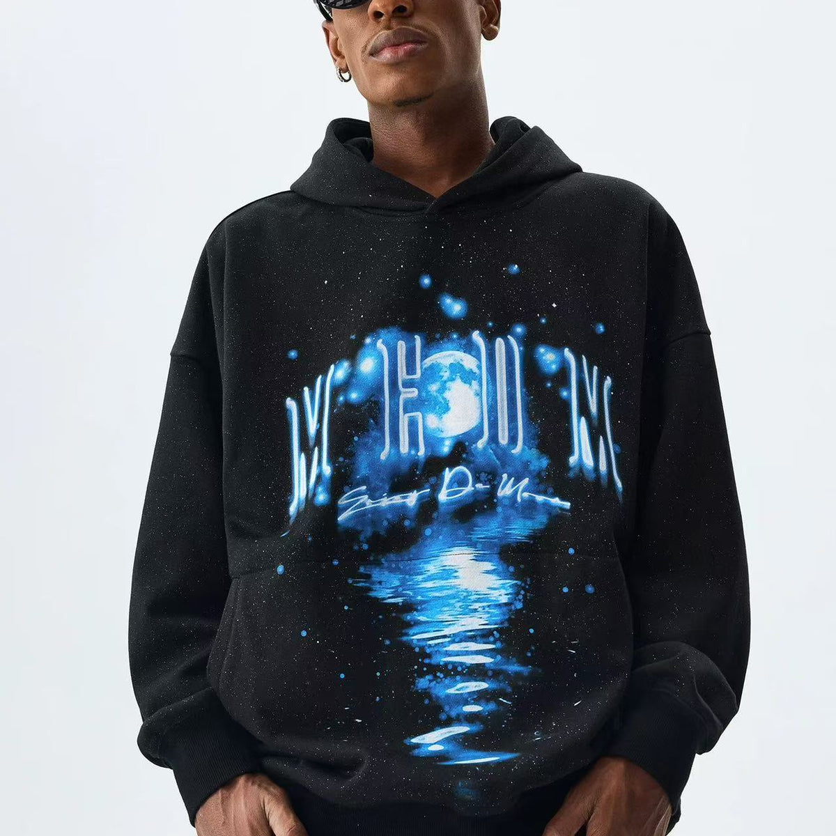MEDM Blue Glitter Moon Reflection Hoodie